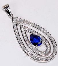 3 Ct Blue Sapphire White Topaz Necklace 202//228